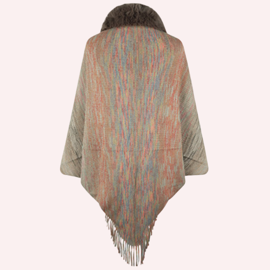Tassel Fluffy Knit Poncho