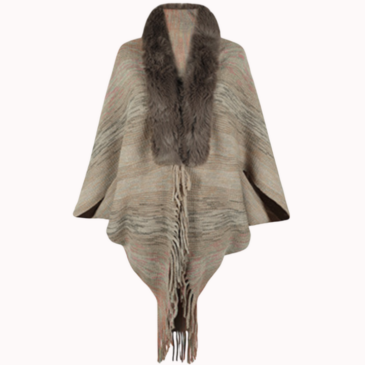 Tassel Fluffy Knit Poncho
