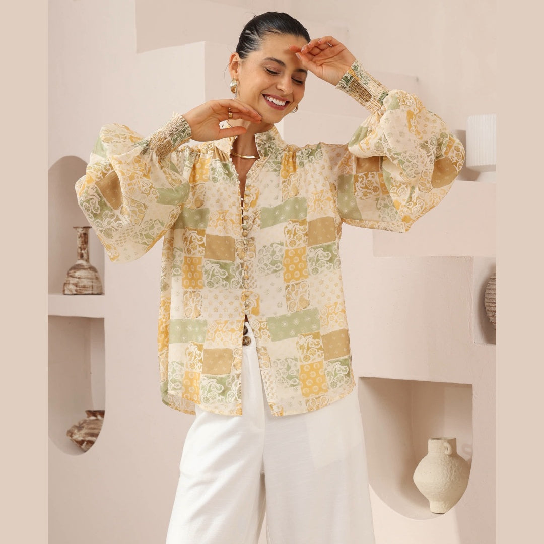 Golden Meadow Patchwork Blouse