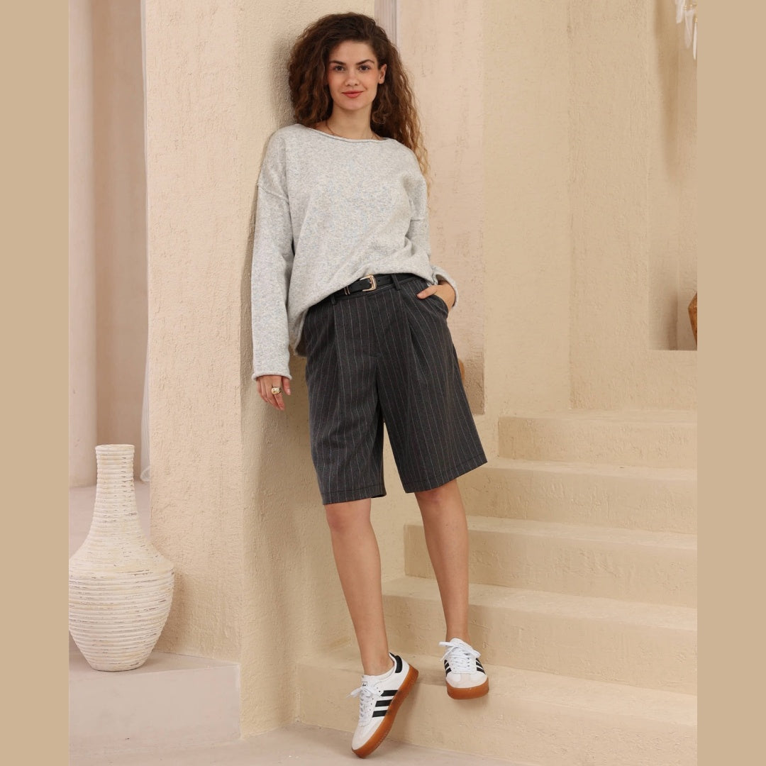 Muse On/ Off-Shoulder Knit Jumper - Grey