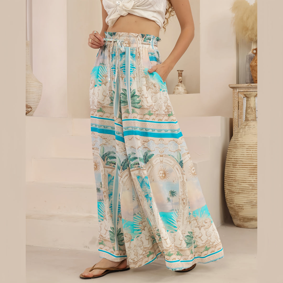 Coastal Mirage High Waisted Wide Leg Pants