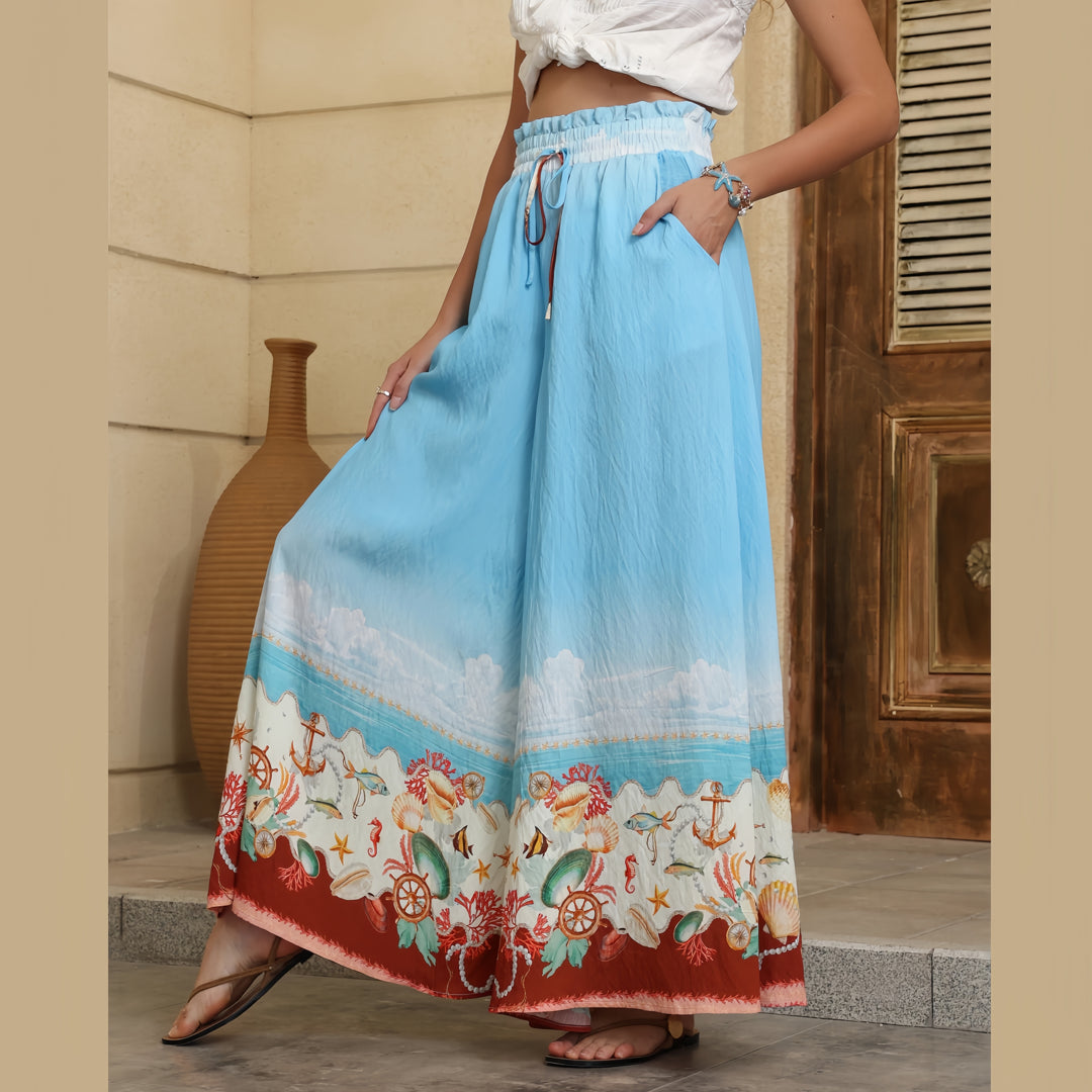 Santorini Breeze Wide-Leg Pants