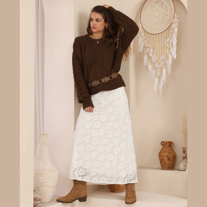 Cozy Whisper Cable Knit - Chocolate Brown