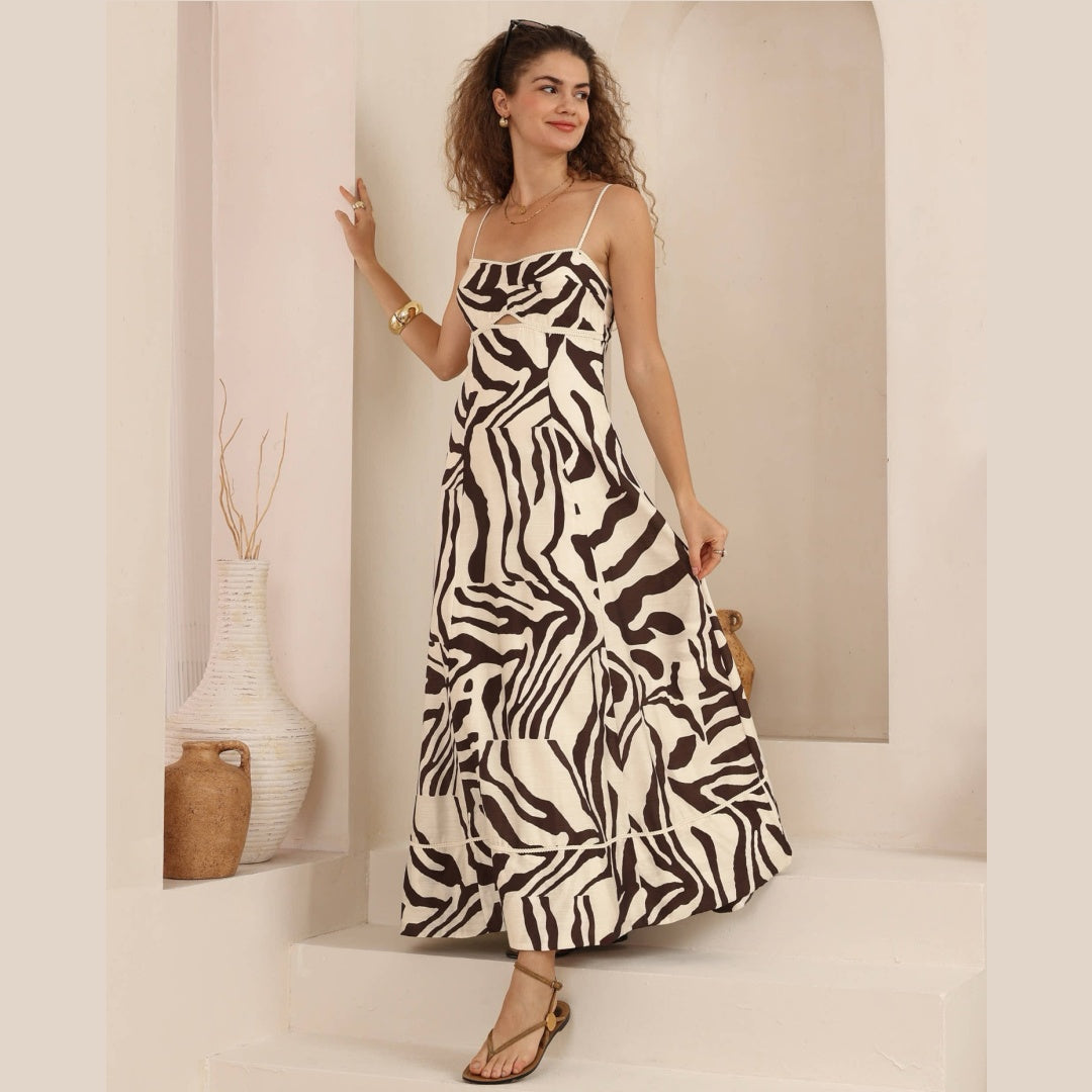 JAZ Brown Strip Maxi Dress