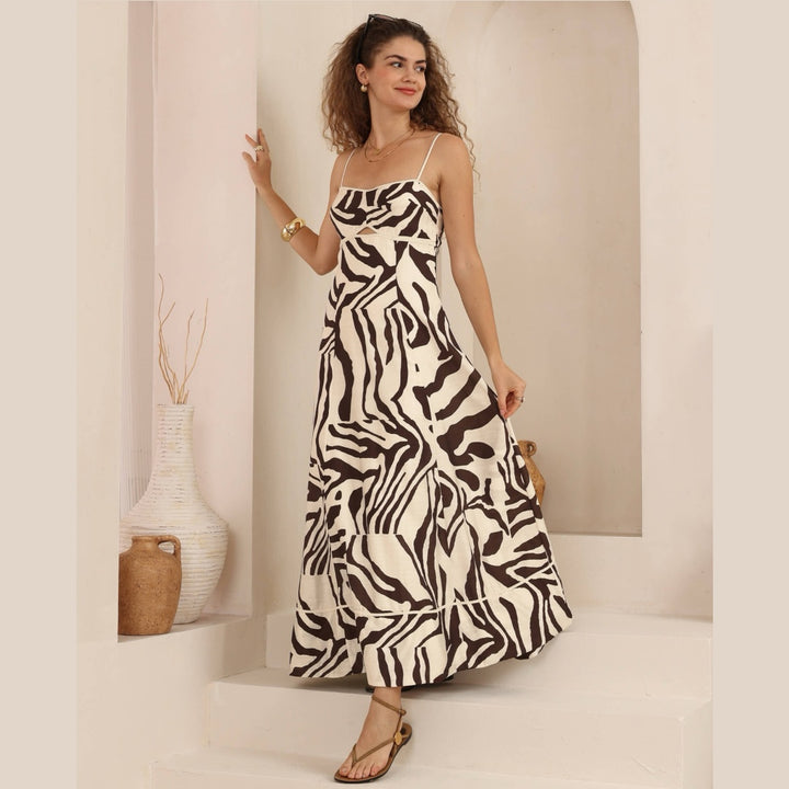 JAZ Brown Strip Maxi Dress