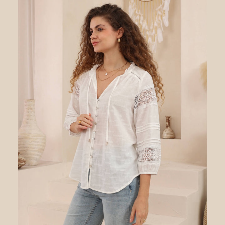 Whisper Lace Blouse-Ivory