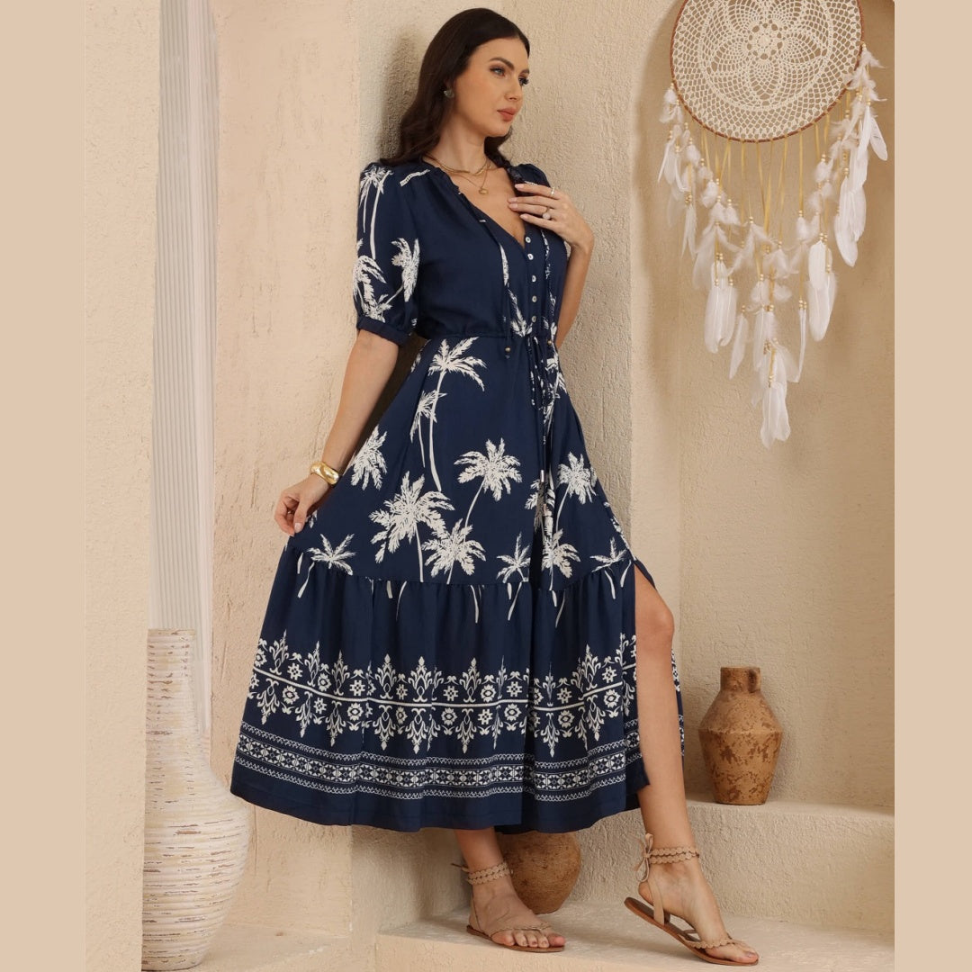 Midnight Palm Maxi Dress