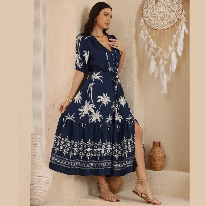 Midnight Palm Maxi Dress