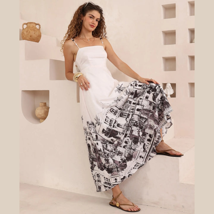 Black Abstract  Spaghetti Strap Abstract  Dress