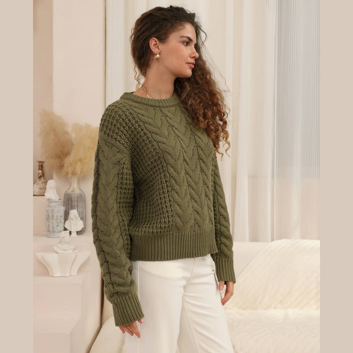 Cozy Whisper Cable Knit - Olive Grove