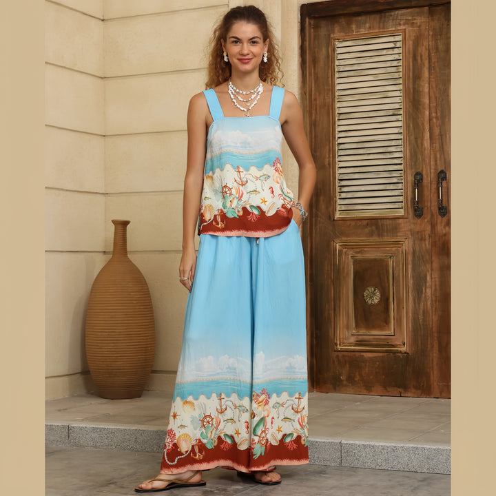 Santorini Breeze Wide-Leg Pants